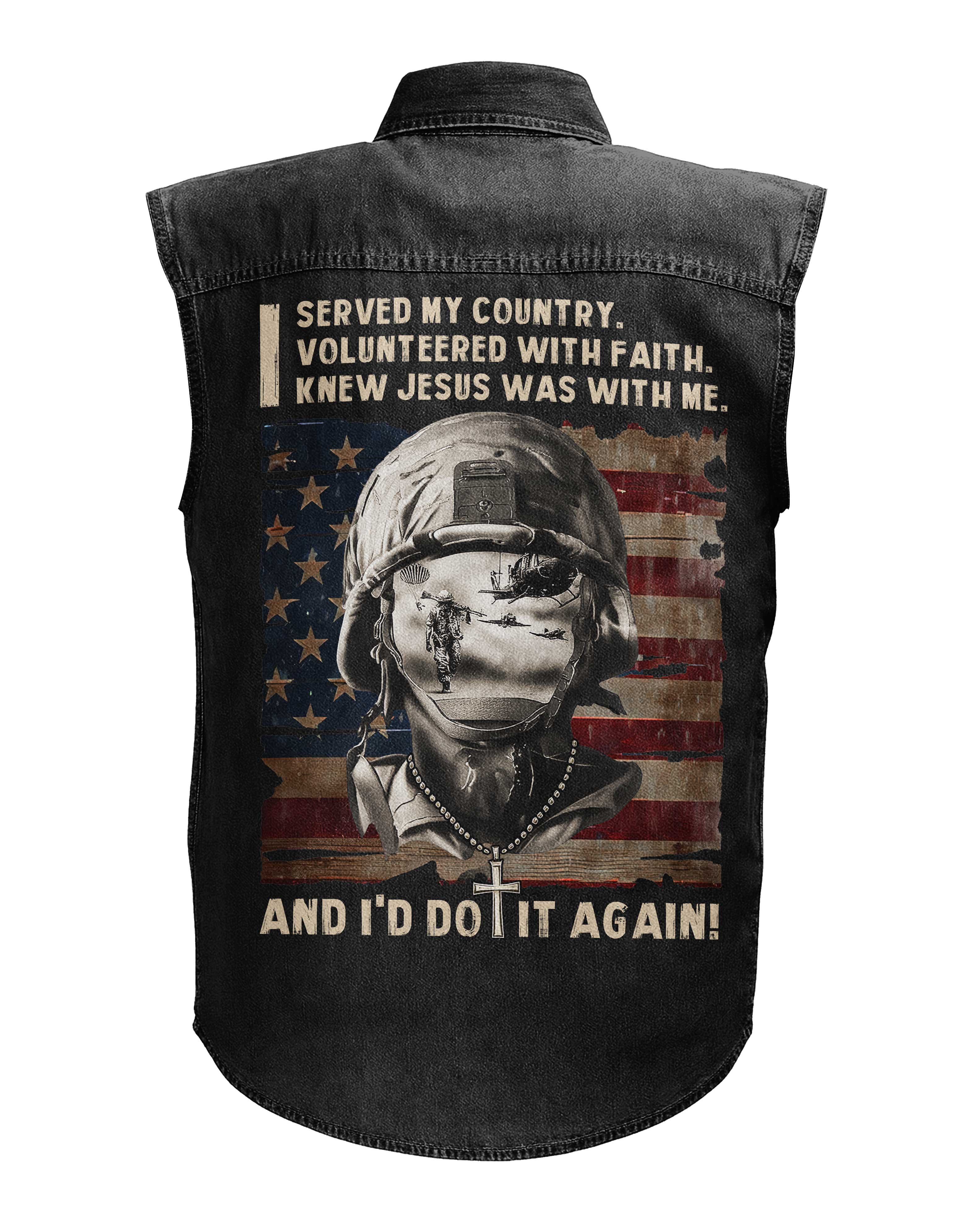 I Served My Country Denim Sleevesless Shirt