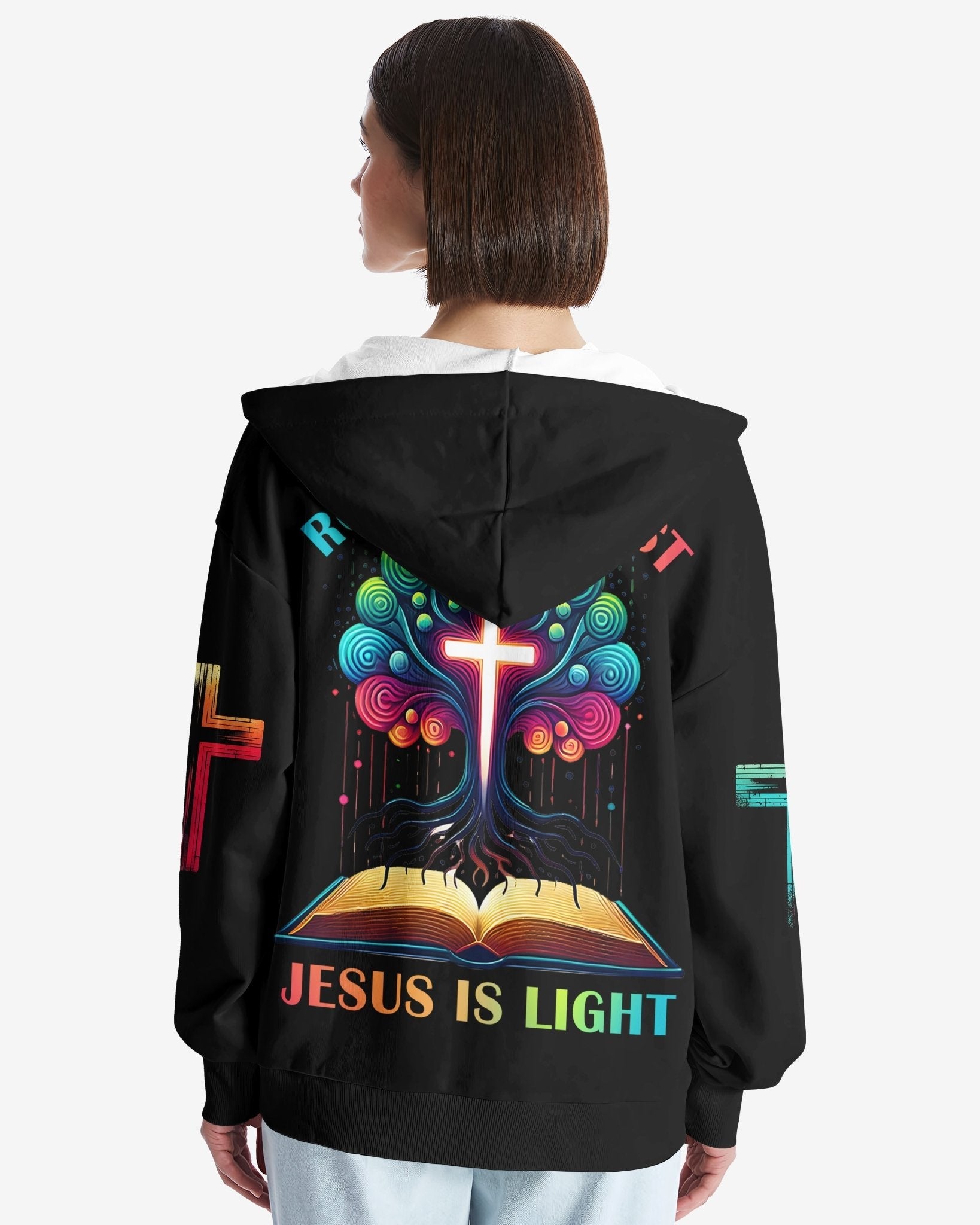 Rooted In Christ Jesus Is Light All Over Print Zip Hoodie