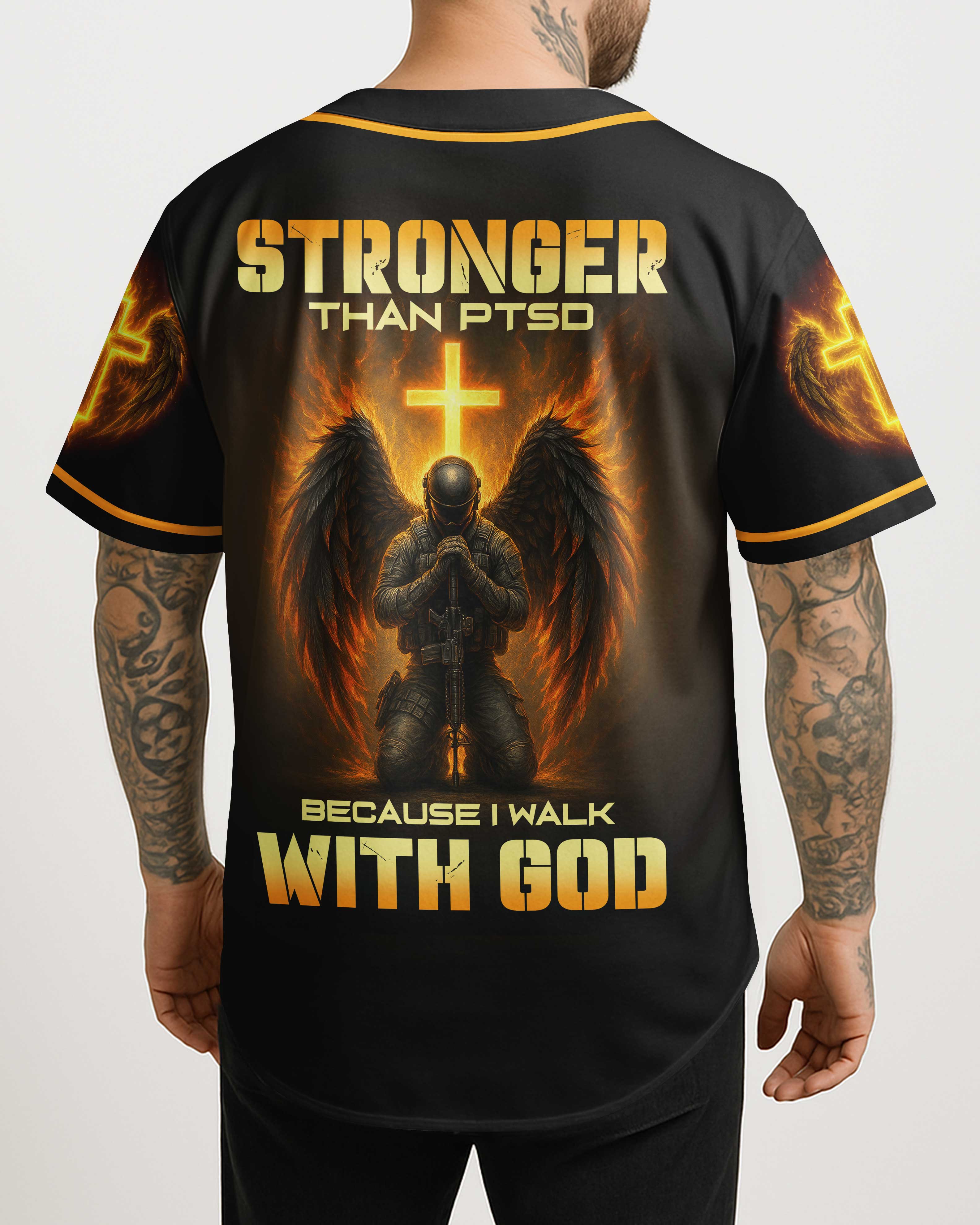 Stronger Than Ptsd Because I Walk With God Jersey