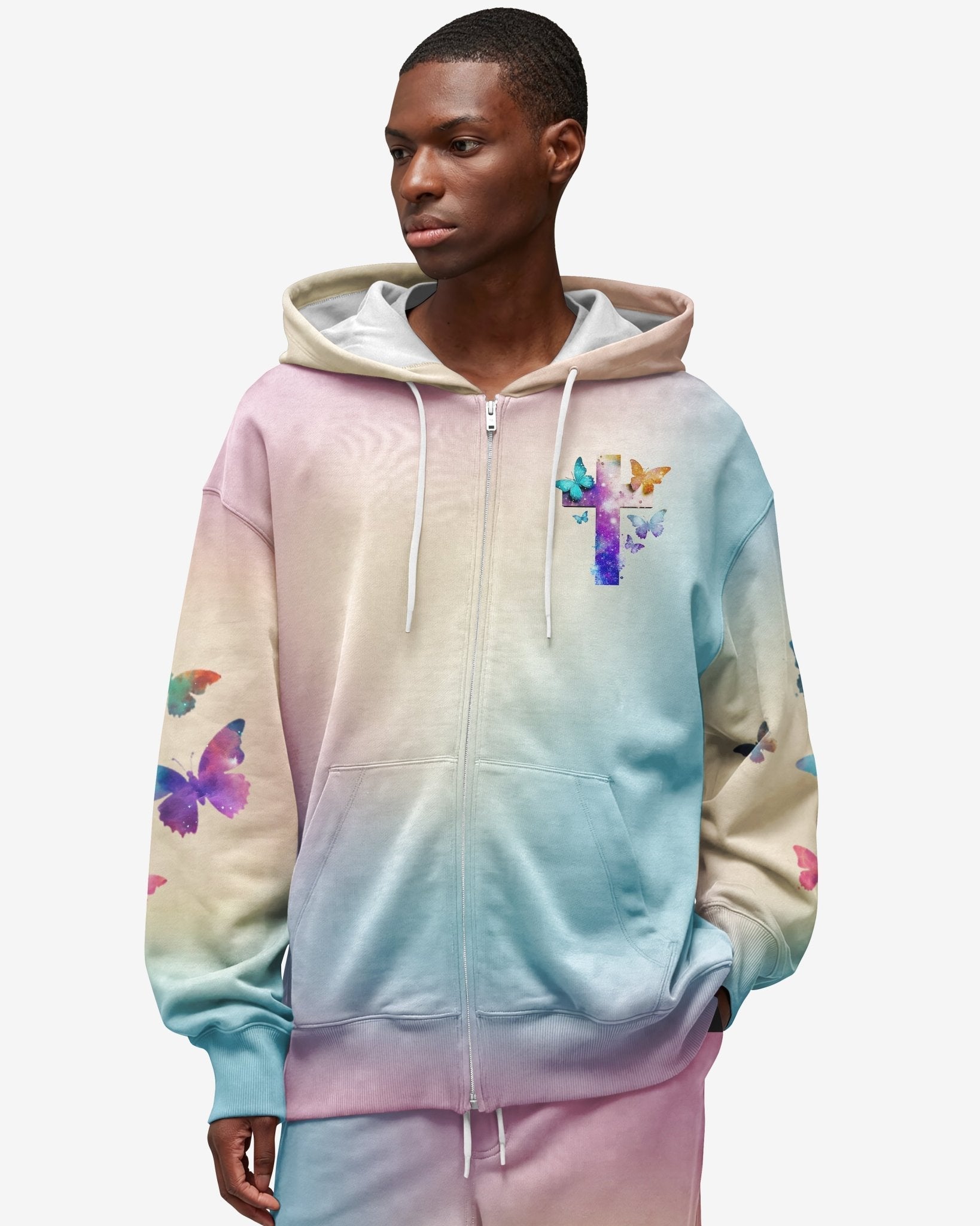 Butterfly Faith Hope Love All Over Print Zip Hoodie