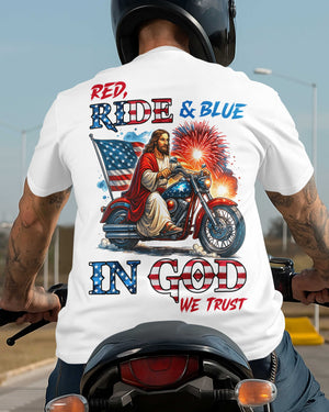 Red Ride And Blue All Over Print T-Shirt