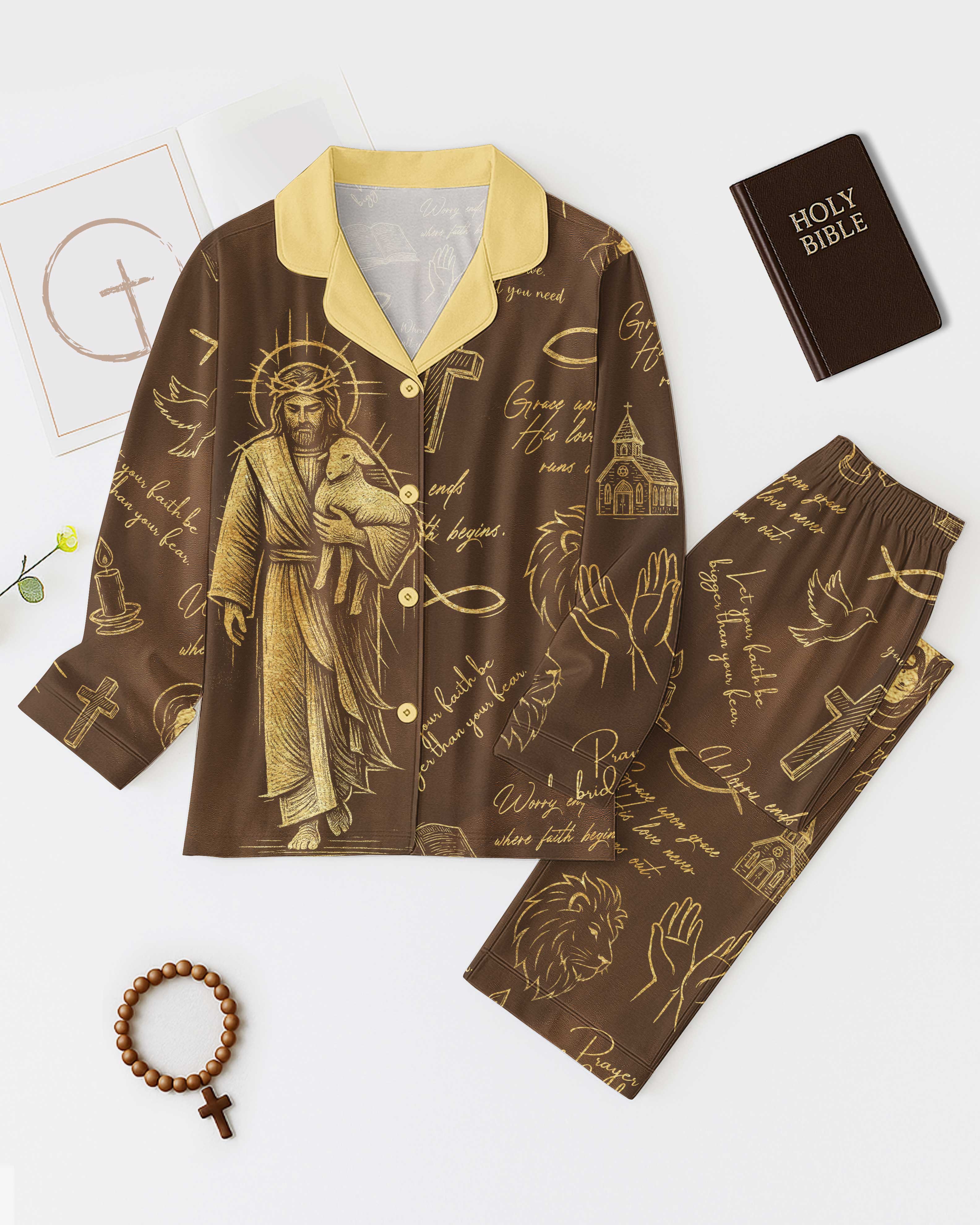 Grace Upon Grace All Over Print Button Pajamas