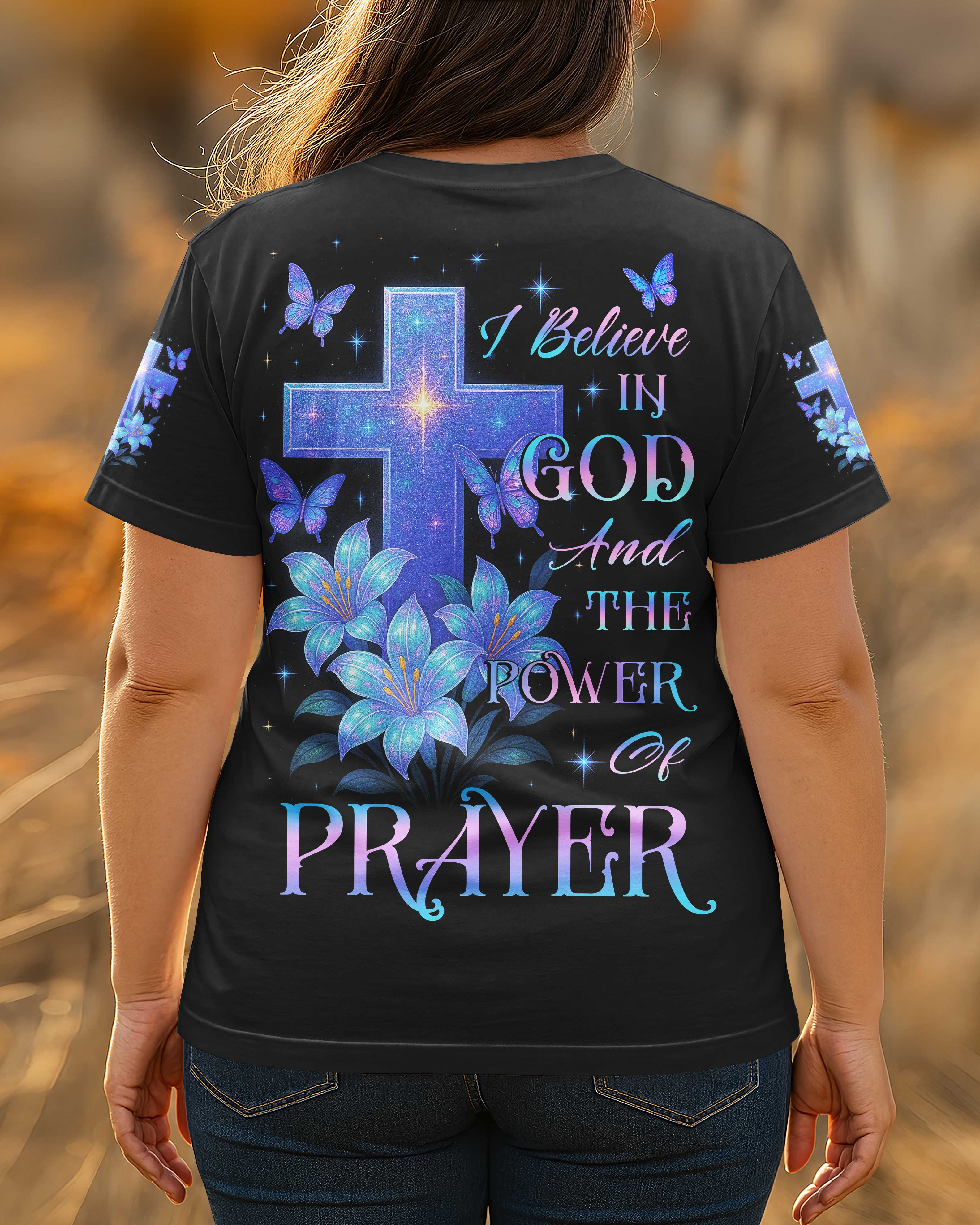 I Believe In God And The Power Of Prayer All Over Print T-Shirt