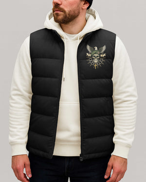 Freedom Is Not Free We Paid For It Veterans Faithful Warriors All Over Print Sleeveless Puffer Jacket