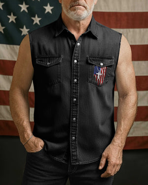 Christian Veteran Sleevesless DenimShirt
