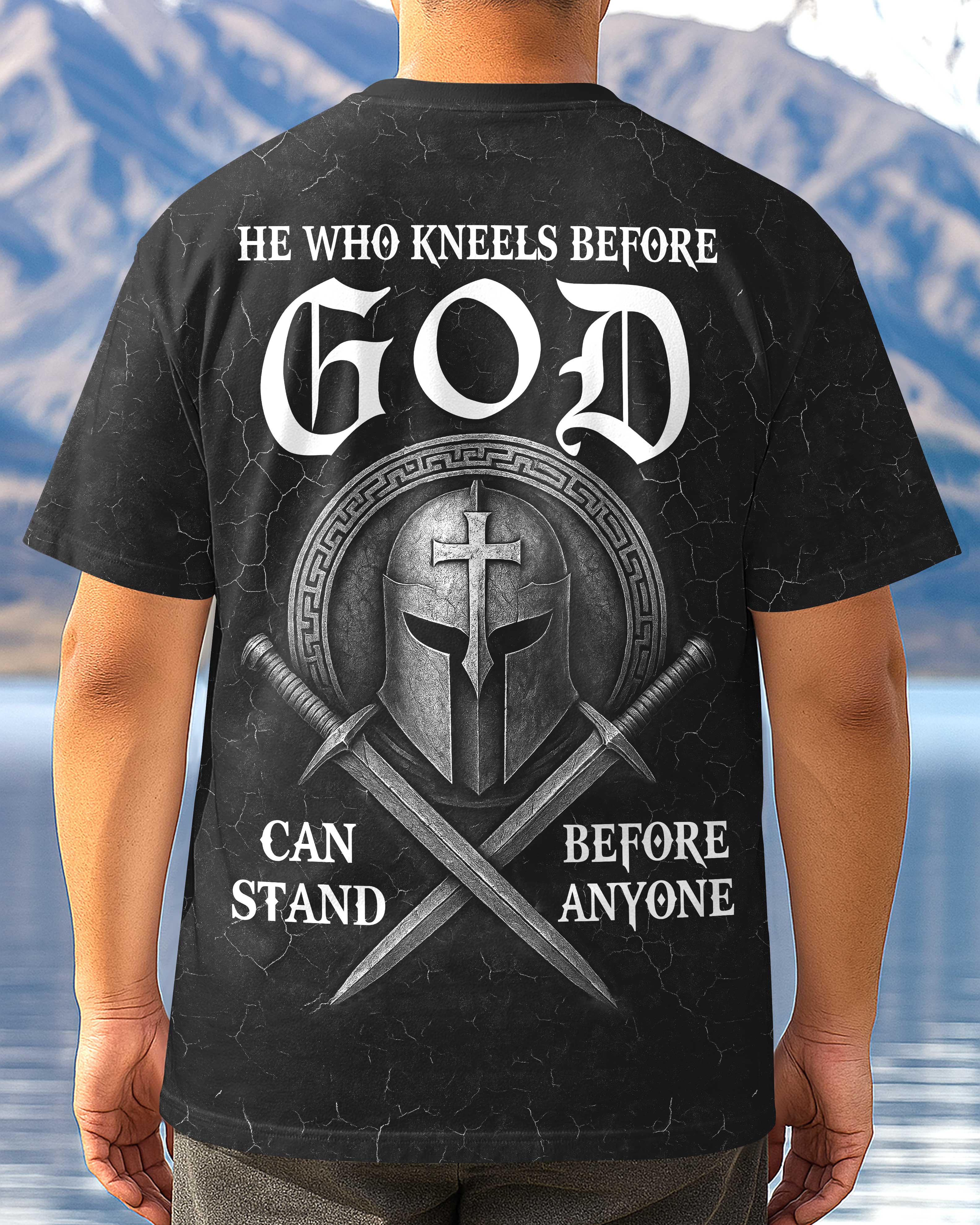He Who Kneels Before God Can Stand Before Anyone All Over Print T-Shirt