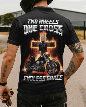 Two Wheels One Cross Endless Grace All Over Print Polo