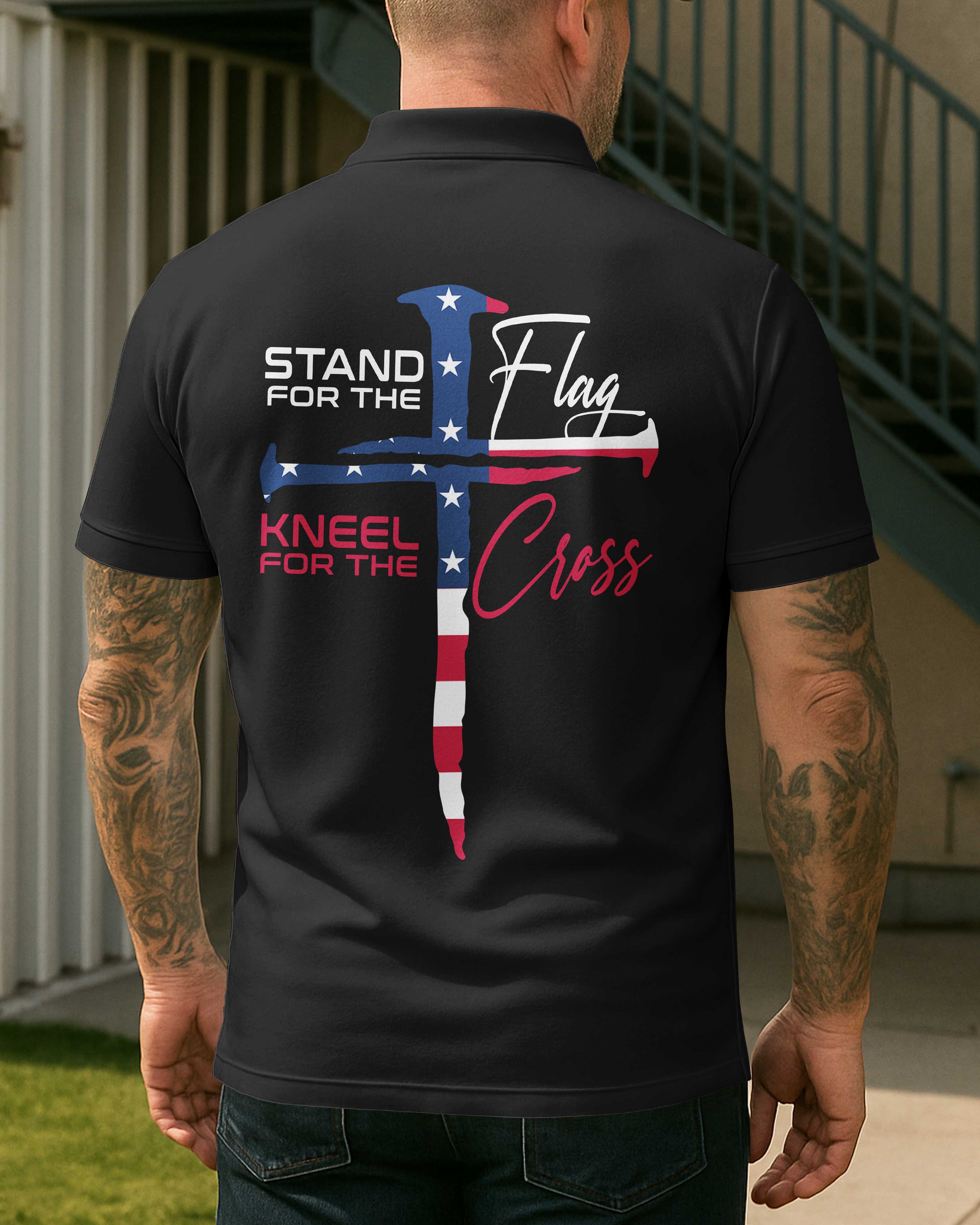 Stand For The Flag Kneel For The Cross Polo Shirt