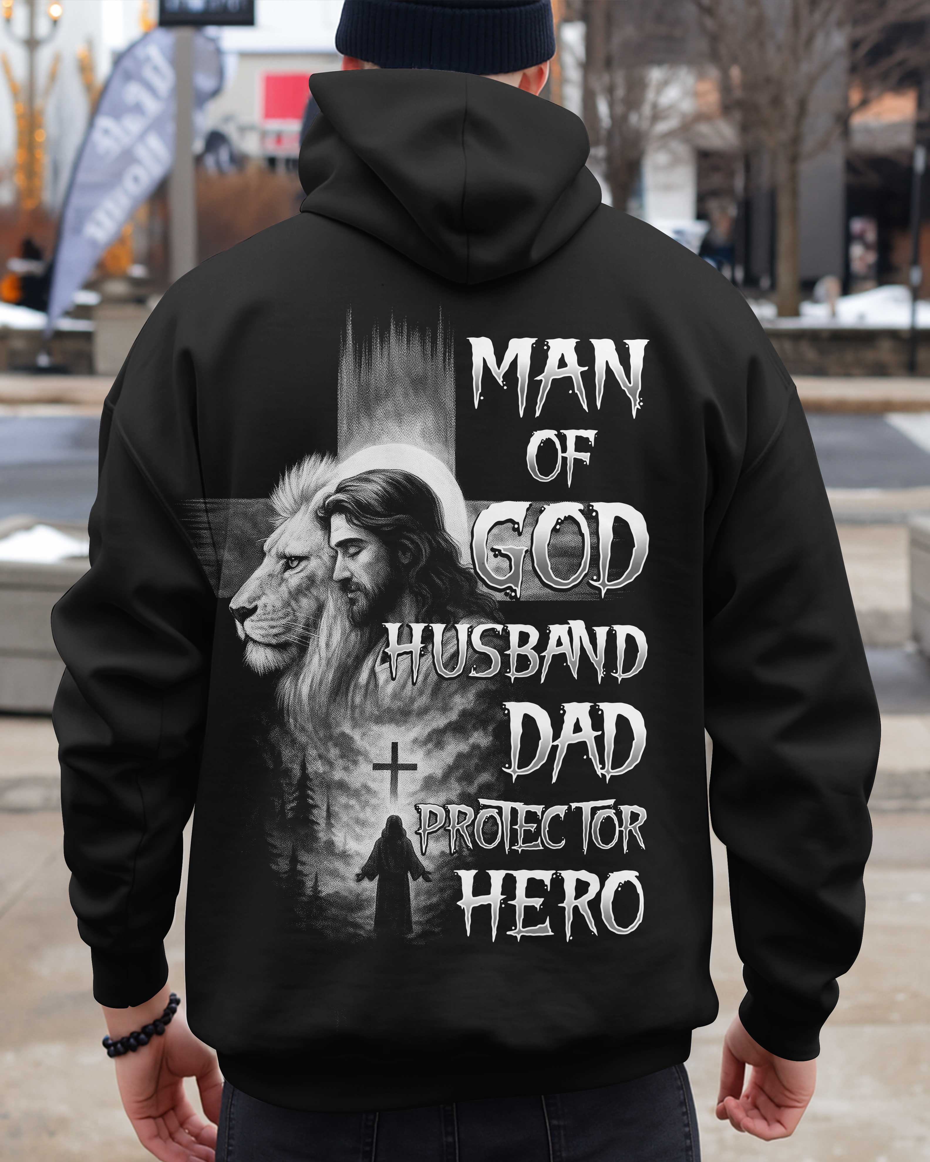 Man Of God Husband Dad Protector Hero Shirt