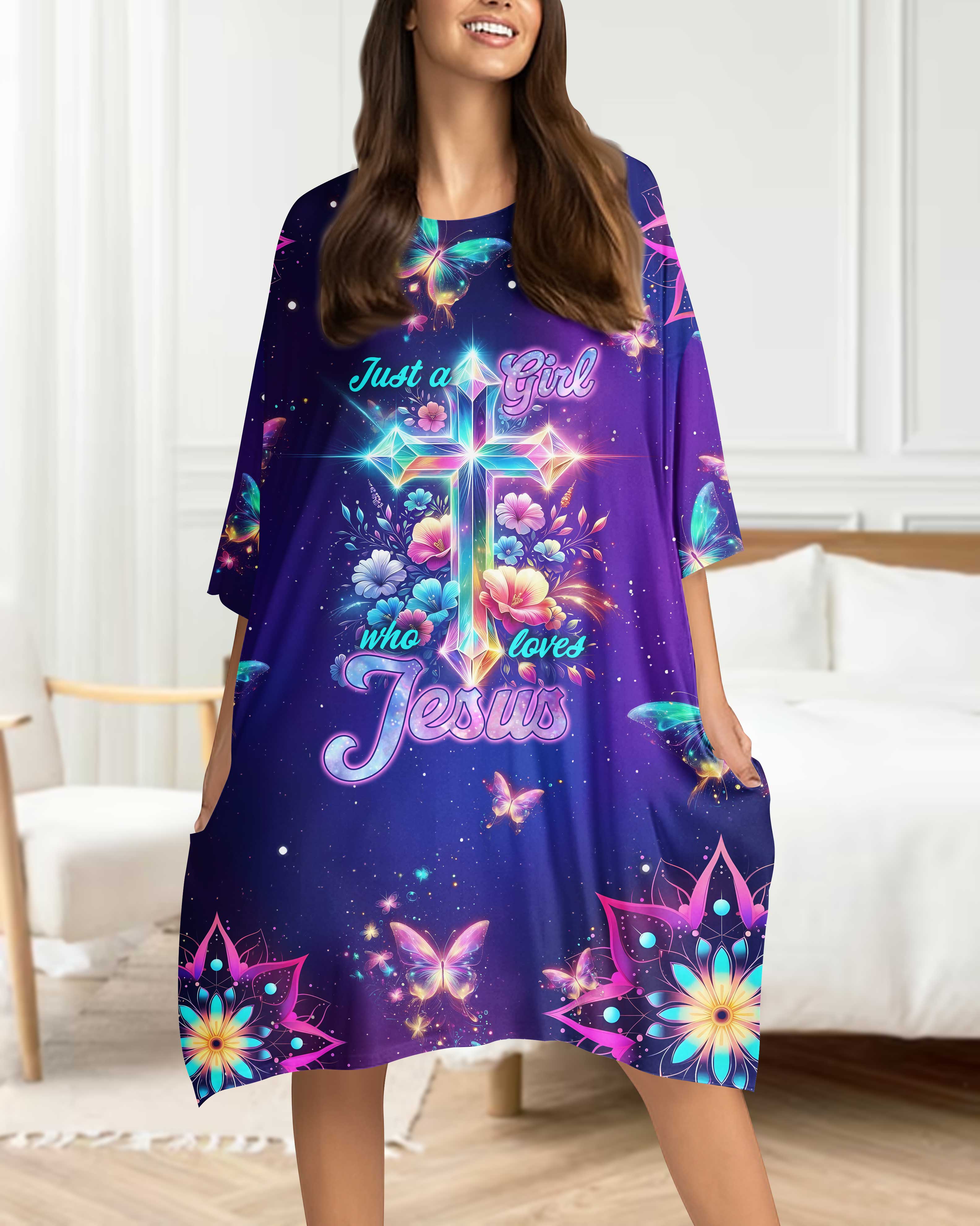 Just A Girl Who Loves Jesus All Over Print Sleep Tee