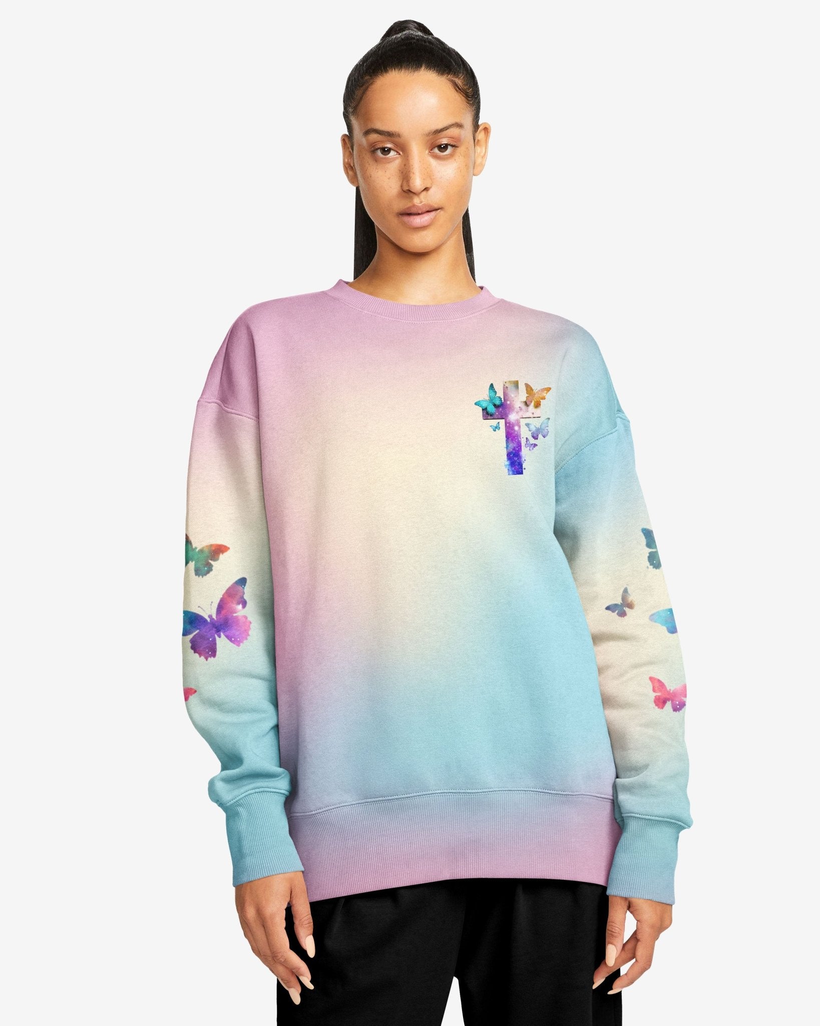 Butterfly Faith Hope Love All Over Print Sweater