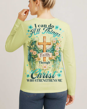 I Can Do All Things Faith Through Christ V-neck Long Sleeves Shirt