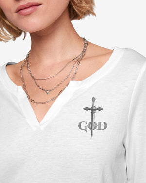 A Child Of God Man Of Faith A Warrior Of Christ All Over Print V-neck Long Sleeves Shirt