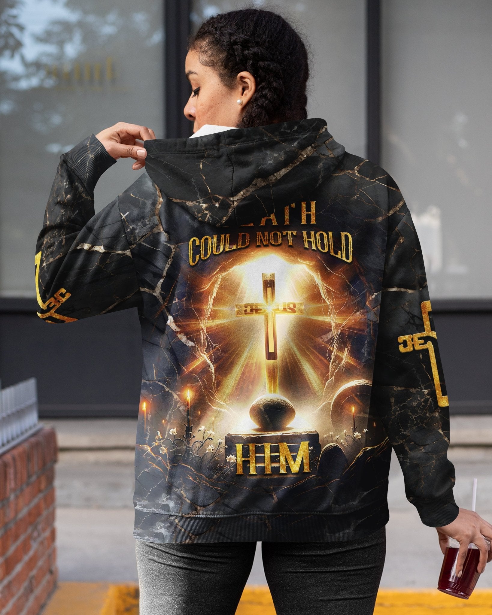 Death Could Not Hold Him All Over Print Zip Hoodie