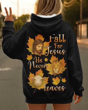Fall For Jesus He Never Leaves Hoodie