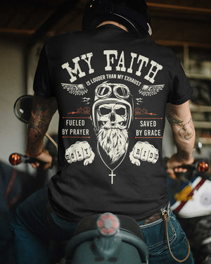 My Faith Is Louder Than My Exhaust All Over Print T-Shirt