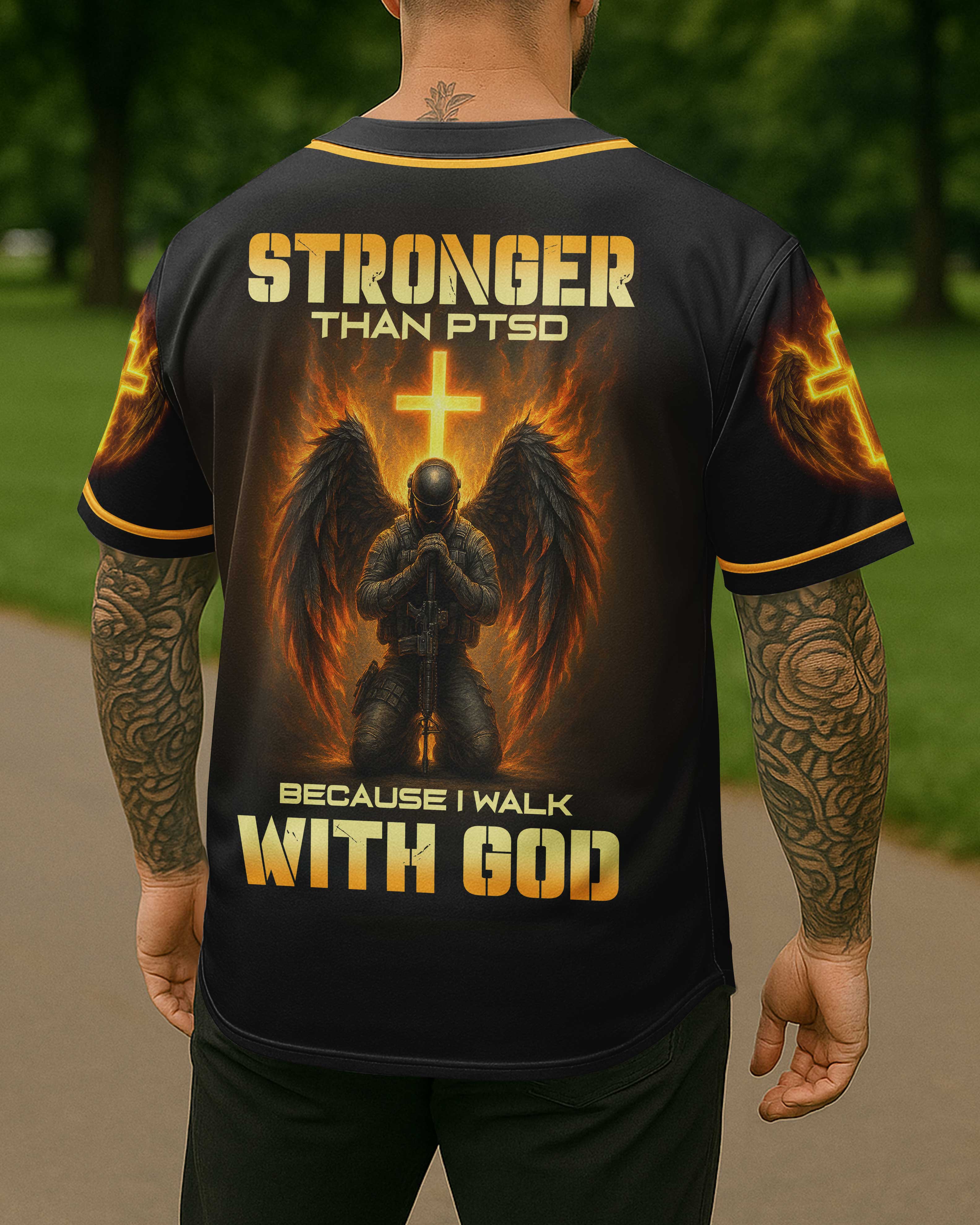 Stronger Than Ptsd Because I Walk With God Jersey