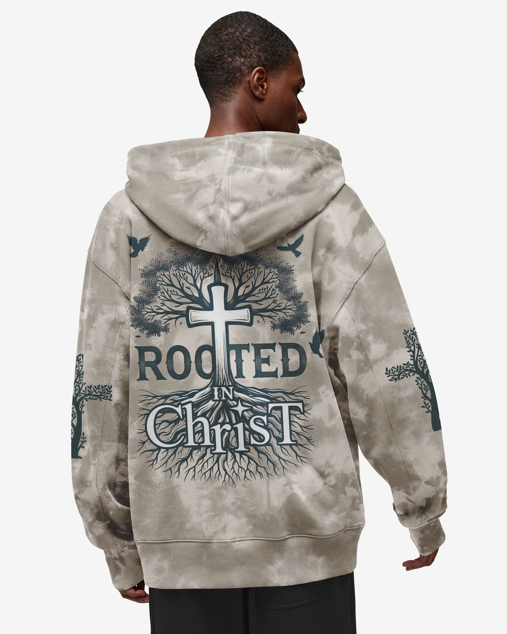 Rooted In Christ All Over Print Zip Hoodie