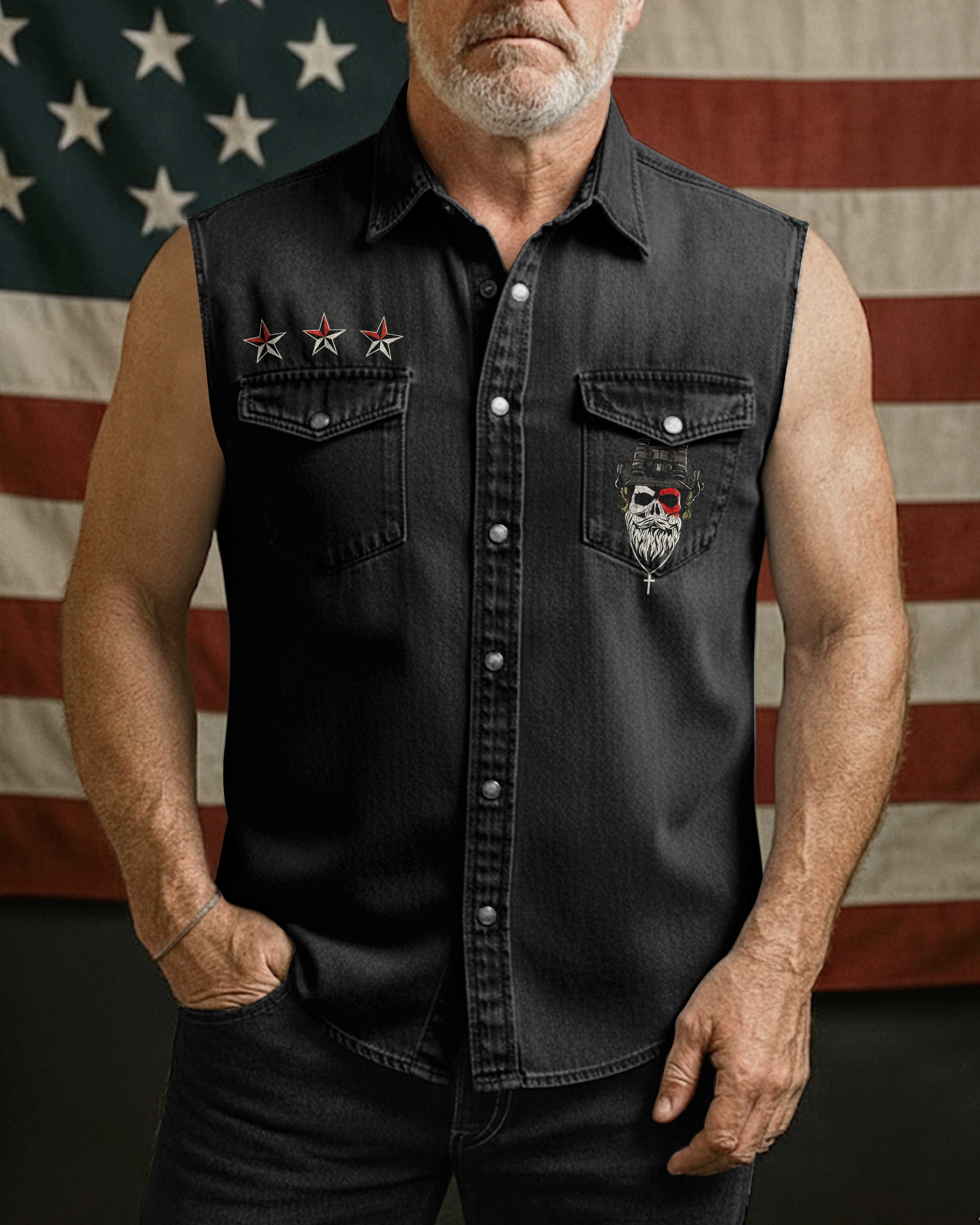 My Faith Is Stronger Than My Battles Sleevesless Denim Shirt