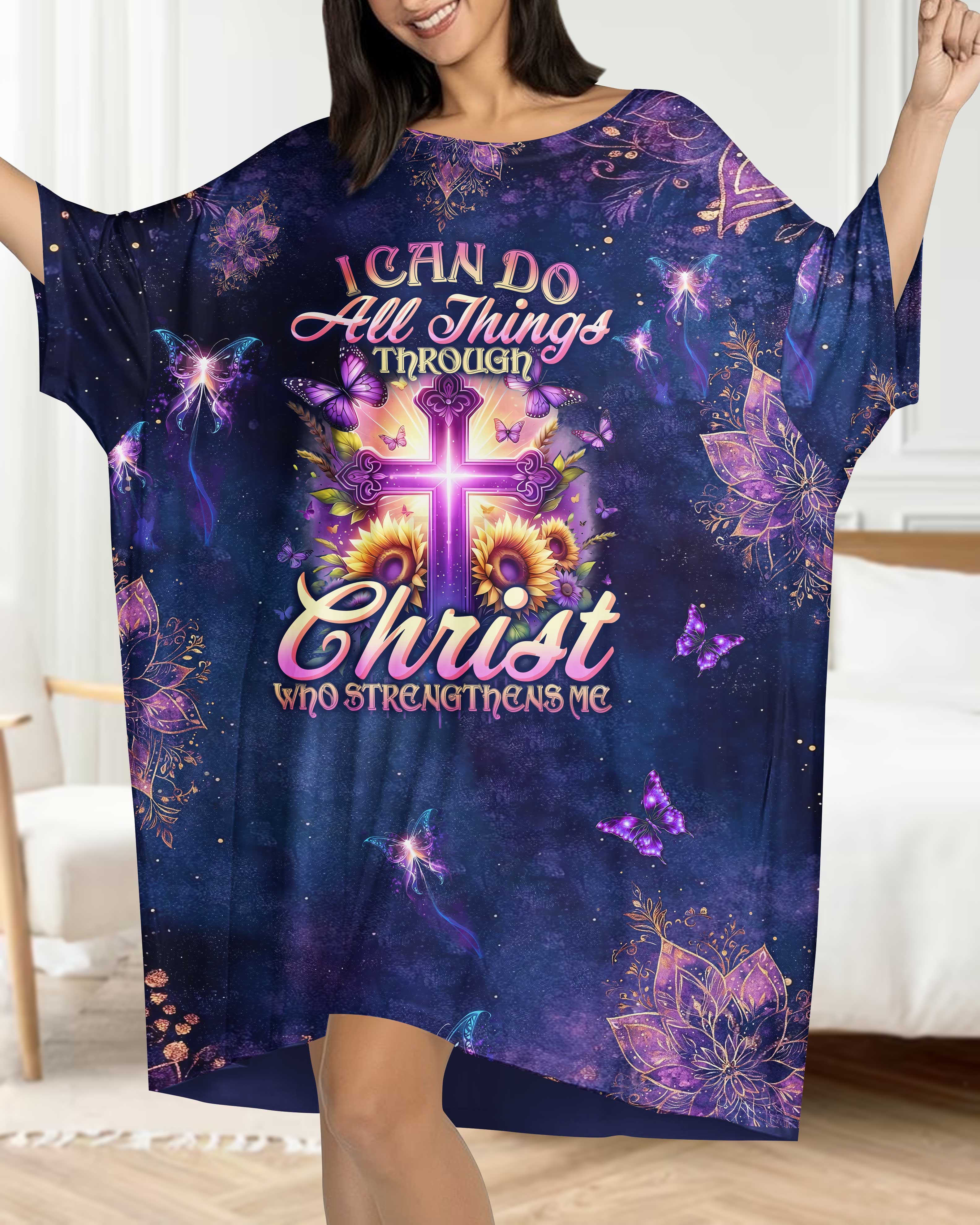 I Can Do All Things Through Christ All Over Print Sleep Tee