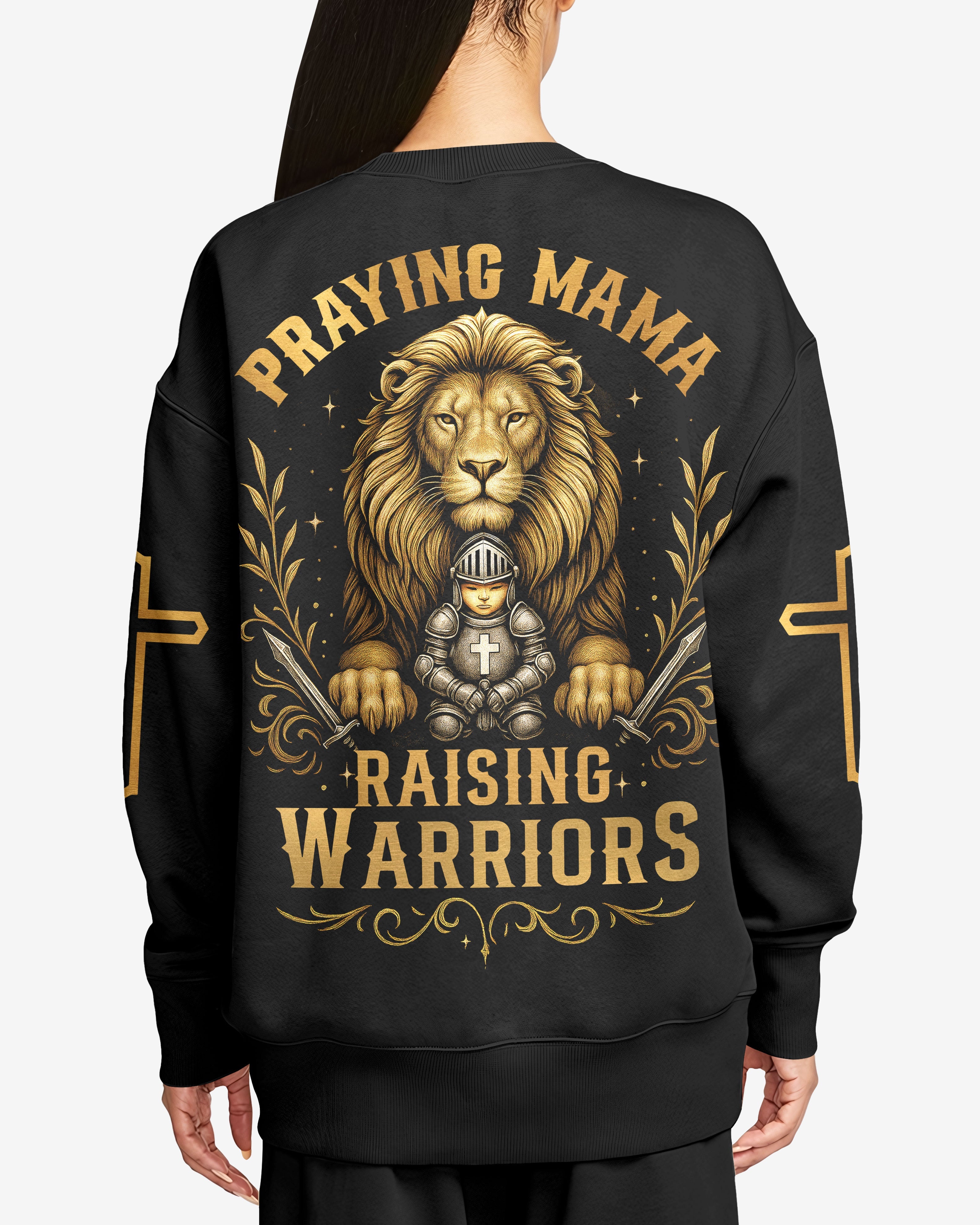 Praying Mama Raising Warriors All Over Print Sweater