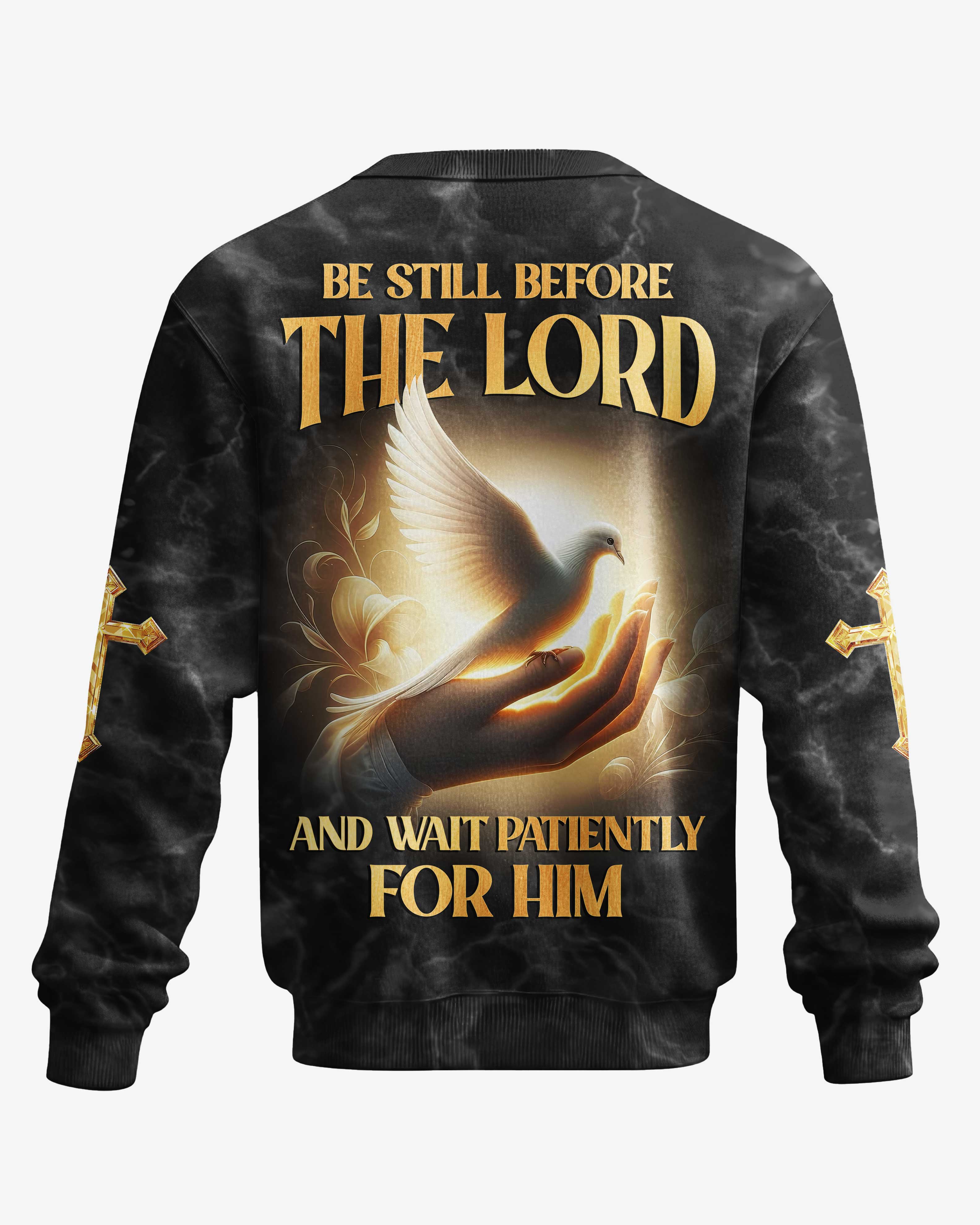 Be Still Before The Lord And Wait Patiently For Him All Over Print Sweater