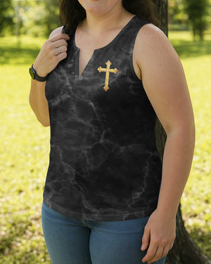 Be Still Before The Lord And Wait Patiently For Him All Over Print V-neck Tank Top