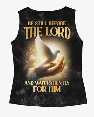 Be Still Before The Lord And Wait Patiently For Him All Over Print V-neck Tank Top